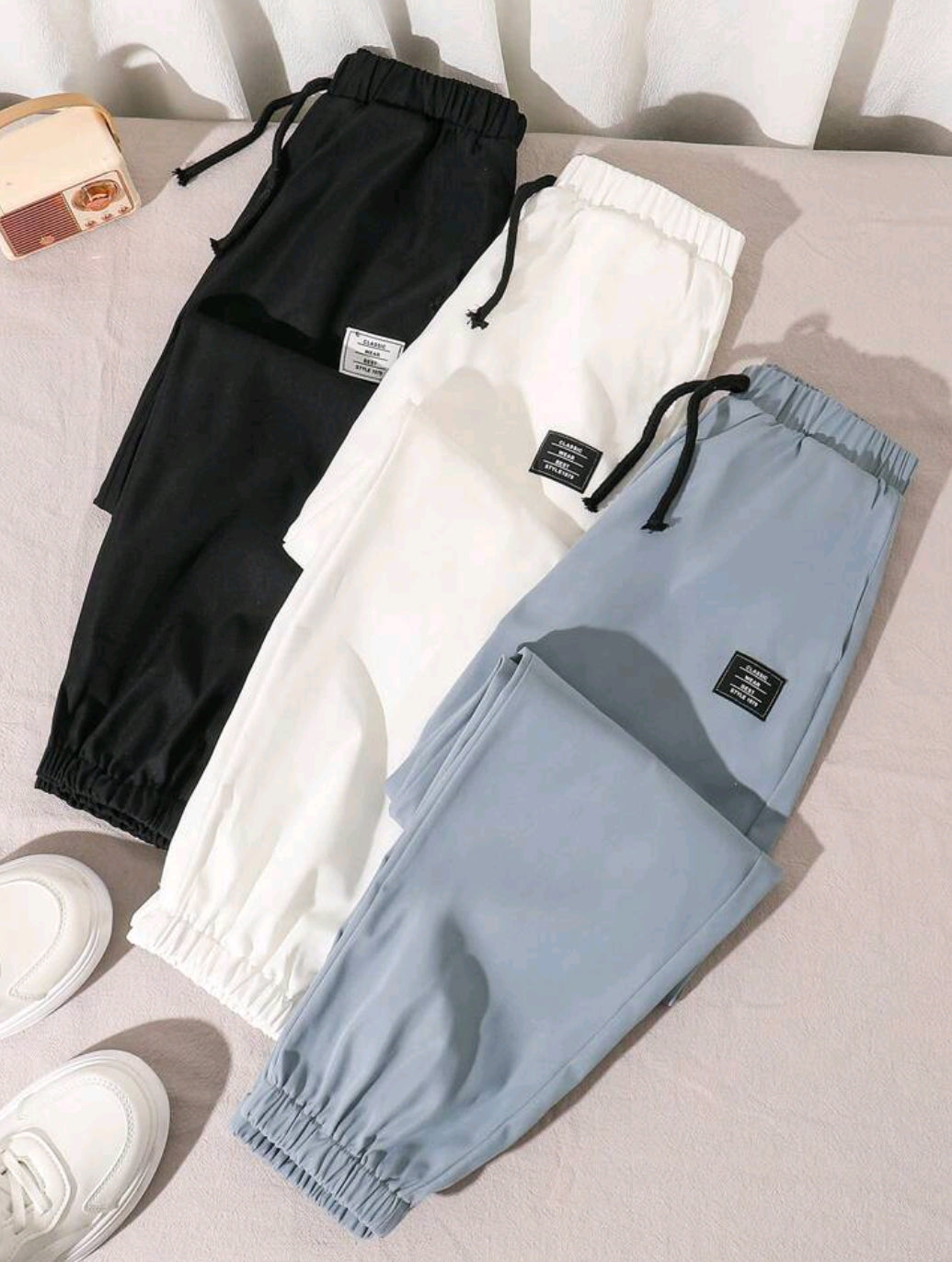 SHEIN 3pcs/Set Teen Boy Loose Casual Solid Color Drawstring Waist Pants