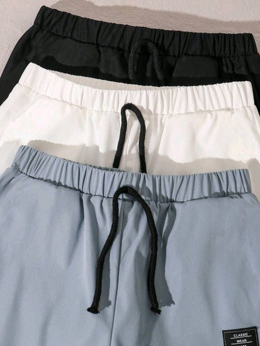 SHEIN 3pcs/Set Teen Boy Loose Casual Solid Color Drawstring Waist Pants