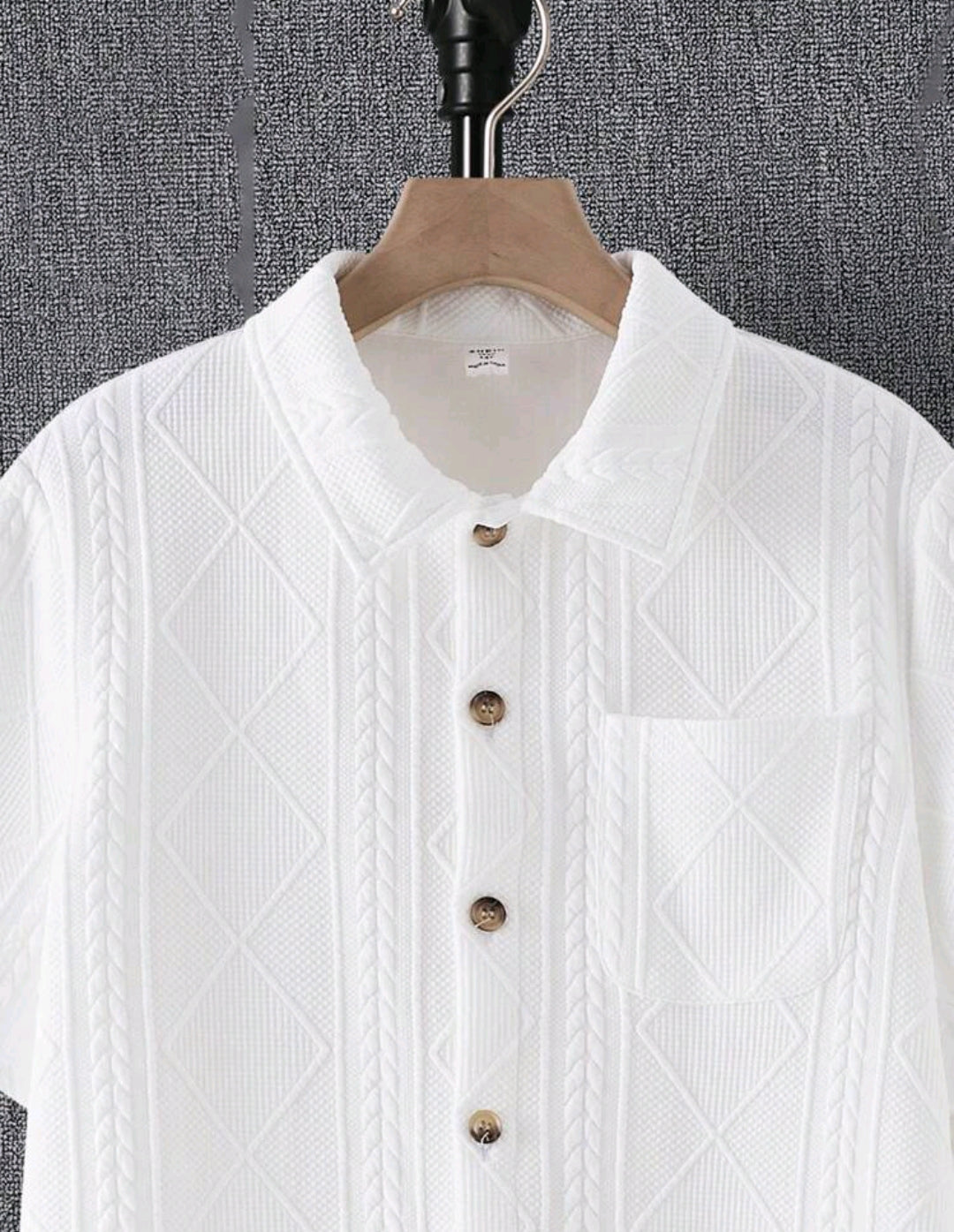 SHEIN 2pcs Set Teenboy's Knit Jacquard Loose Raglan Collar Shorts & Tee Outfit Set, B6050