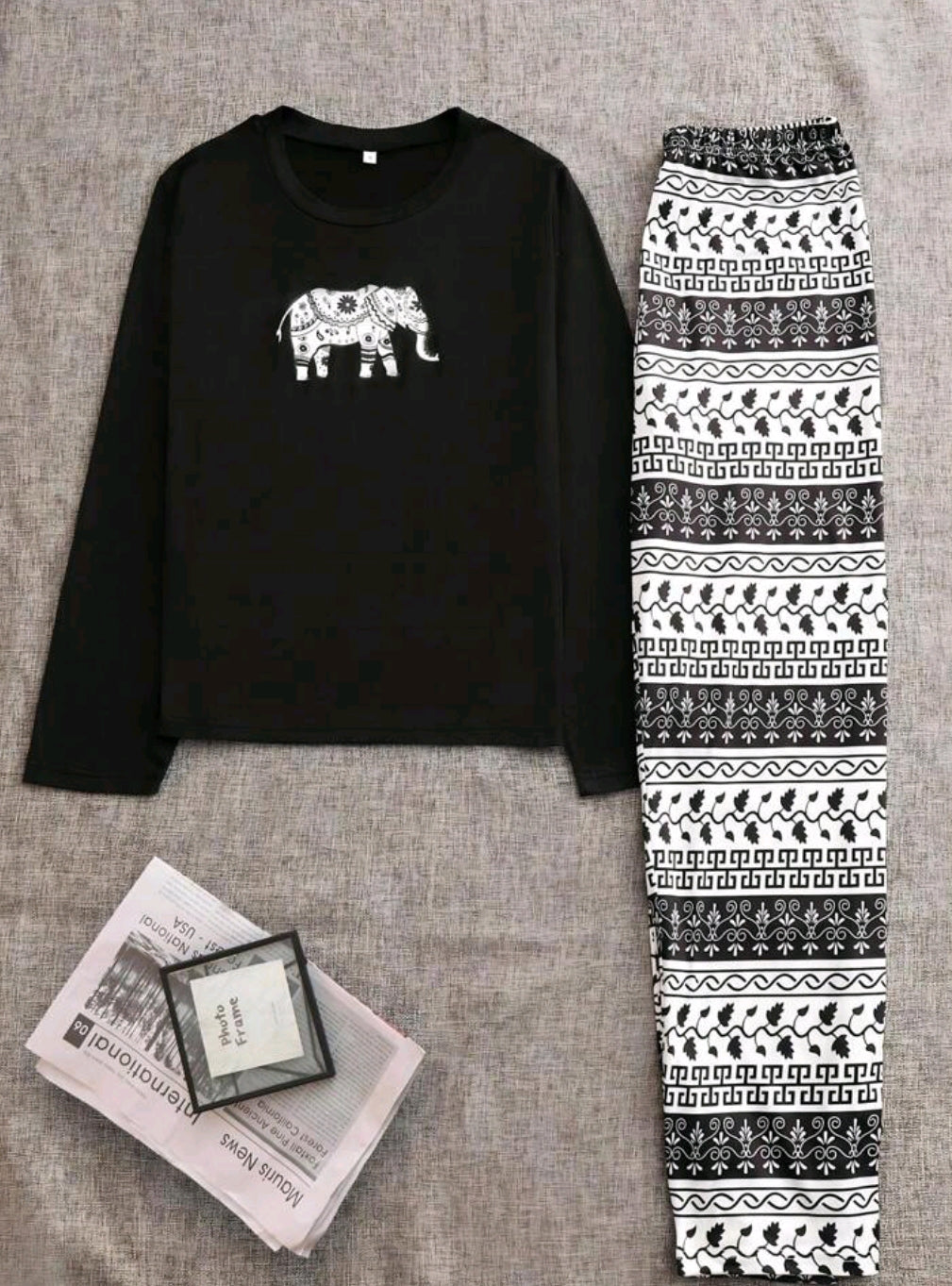 Elephant Print Tee & Pants PJ Set / Pajama Set 121456