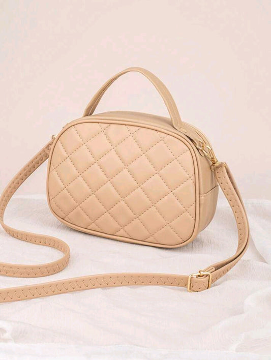 Women Embroidered Casual Crossbody Bag, Shell Shape Quilted Shoulder Handbag
