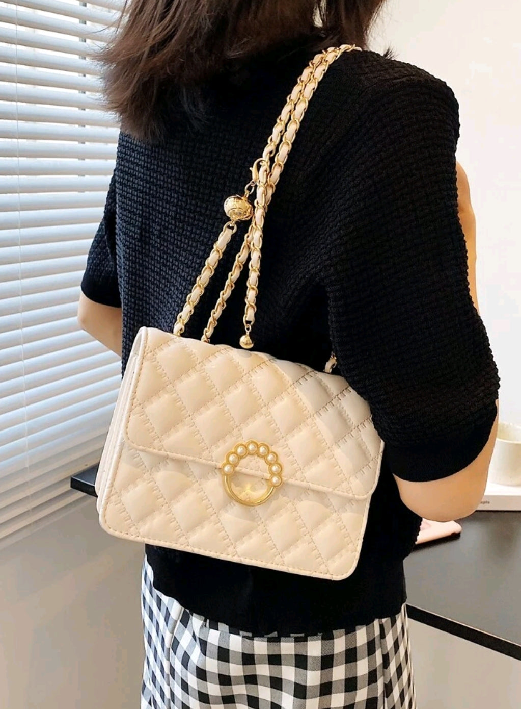 Waterproof,Lightweight,Business Casual Mini Faux Pearl Decor Chain Shoulder Bag For Teen Girls Women College Students,Rookies & White-collar Workers Perfect for Office,College,Work ,Business,Commute