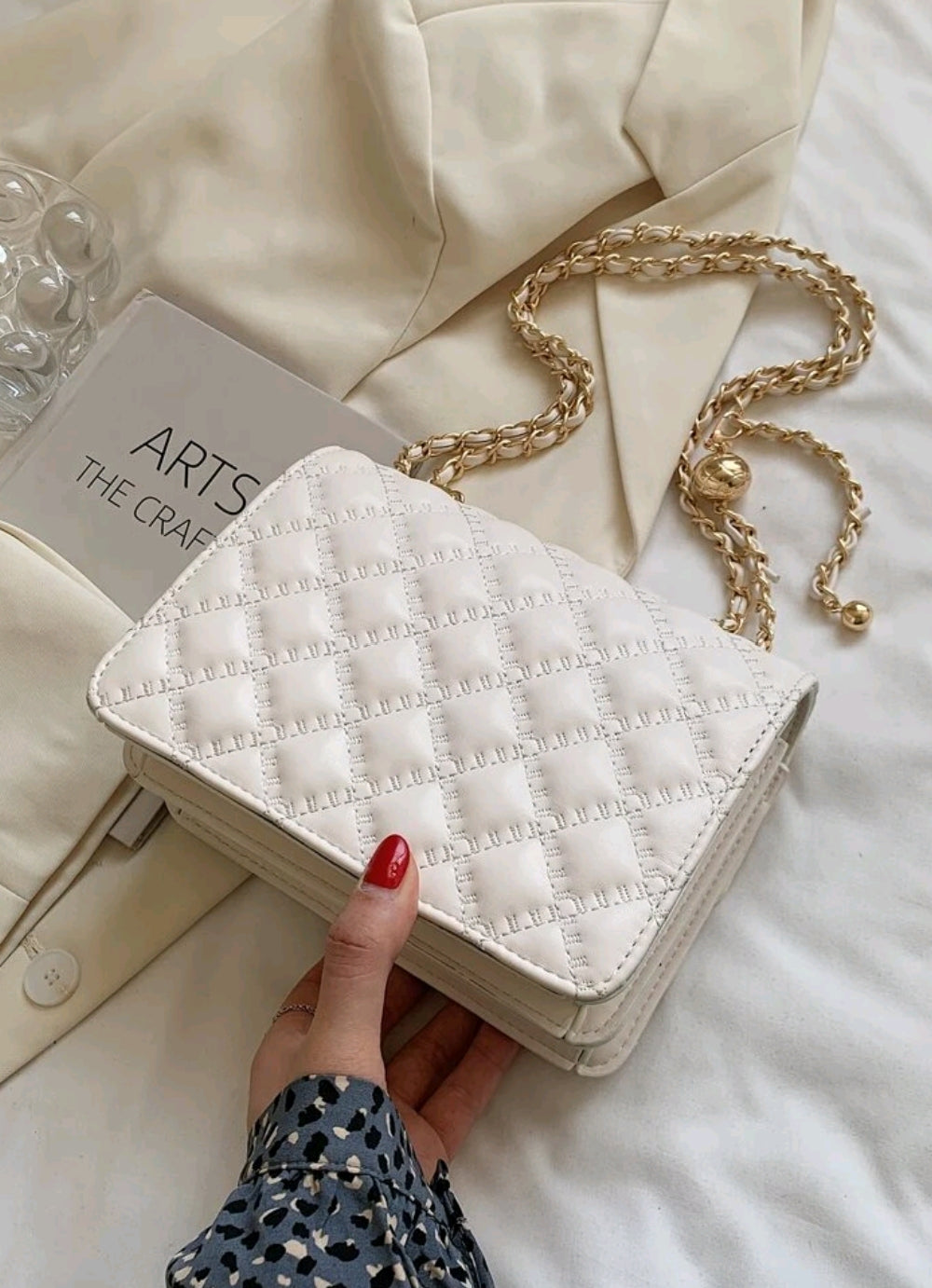 Waterproof,Lightweight,Business Casual Mini Faux Pearl Decor Chain Shoulder Bag For Teen Girls Women College Students,Rookies & White-collar Workers Perfect for Office,College,Work ,Business,Commute