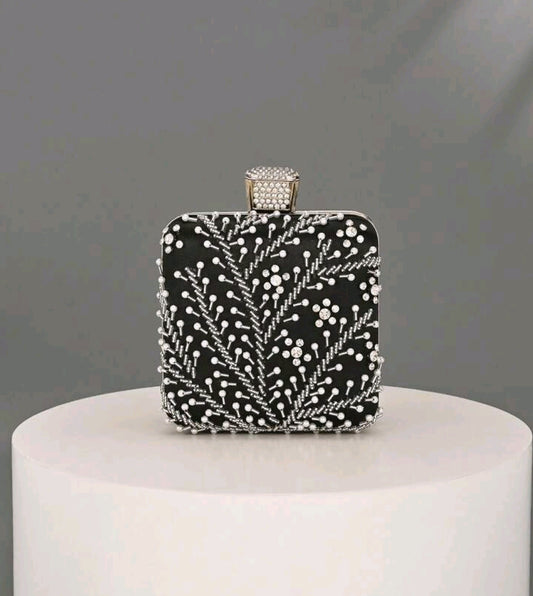 Pearl Decor Evening Clutch, Rhinestone