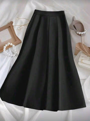 Women's Fashionable Solid Color Elegant Office Commuting Versatile Front Button Bodycon Mini Skirt