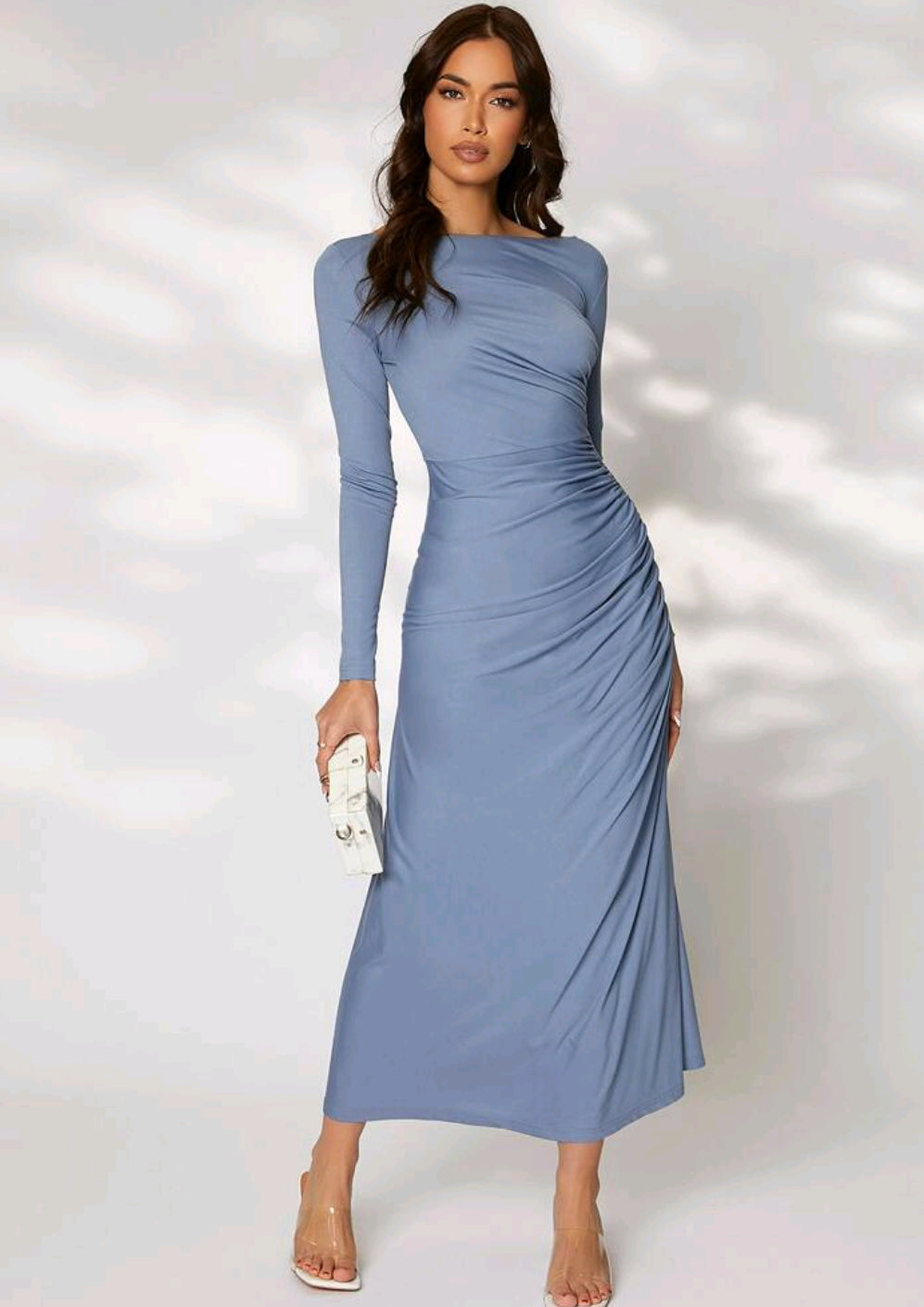 SHEIN Modely Solid Ruched Side