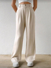 EZwear Women's Casual Straight-Leg Pants With Waist Belt