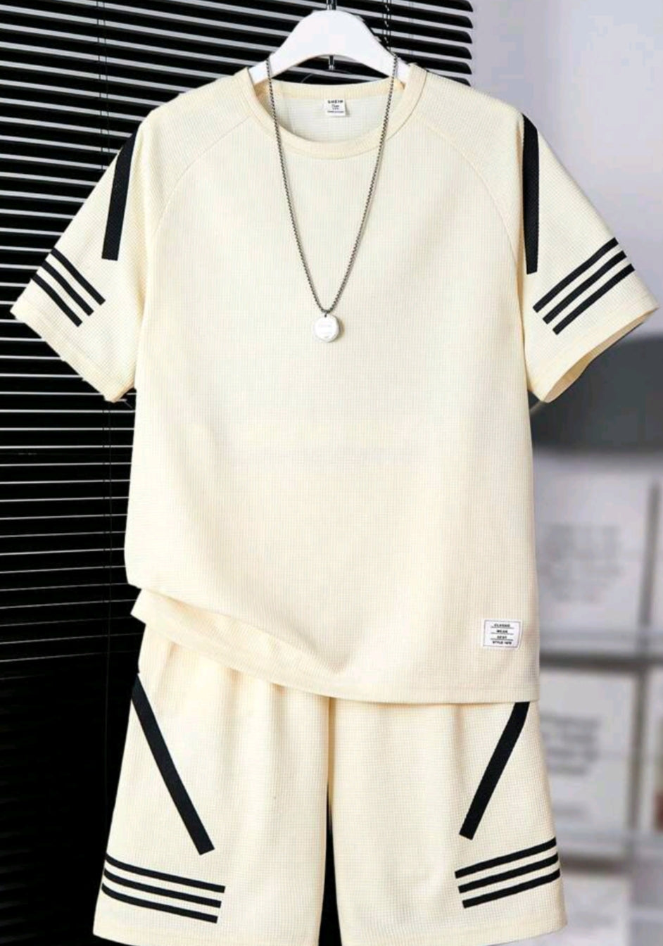 Kids Teen Boy Striped Printed Patchwork Round Neck Short