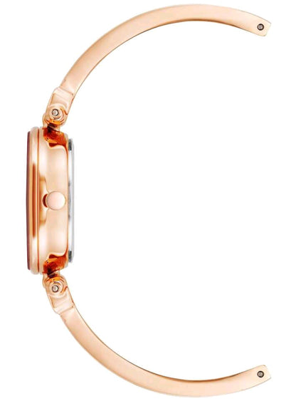 Women's Diamond Dial Bangle Watch With Blush Pink Mother-Of-Pearl Dial Ladies Luxury Gift Bracelet Watch With Enamel Filled Rose Gold-Tone Bangle Watch,AK/1980BMRG