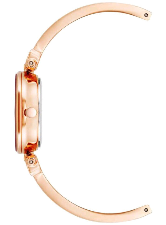 Women's Diamond Dial Bangle Watch With Blush Pink Mother-Of-Pearl Dial Ladies Luxury Gift Bracelet Watch With Enamel Filled Rose Gold-Tone Bangle Watch,AK/1980BMRG