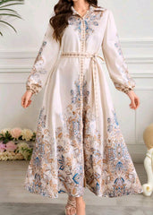 Mulvari Women's Elegant Floral Print Long Shirt Dress