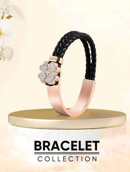 Bracelets For Women Titanium Steel Bracelet Four-Leaf Clover Bracelet Simple Design Style Exquisite Jewelry Lucky Symbol Jewelry Gift For Women