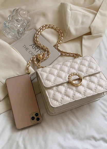 Waterproof,Lightweight,Business Casual Mini Faux Pearl Decor Chain Shoulder Bag For Teen Girls Women College Students,Rookies & White-collar Workers Perfect for Office,College,Work ,Business,Commute