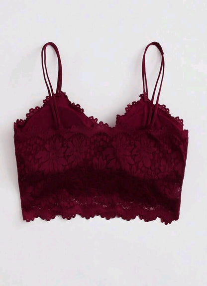 Solid Color Lace Trimmed Shell Camisole Bra