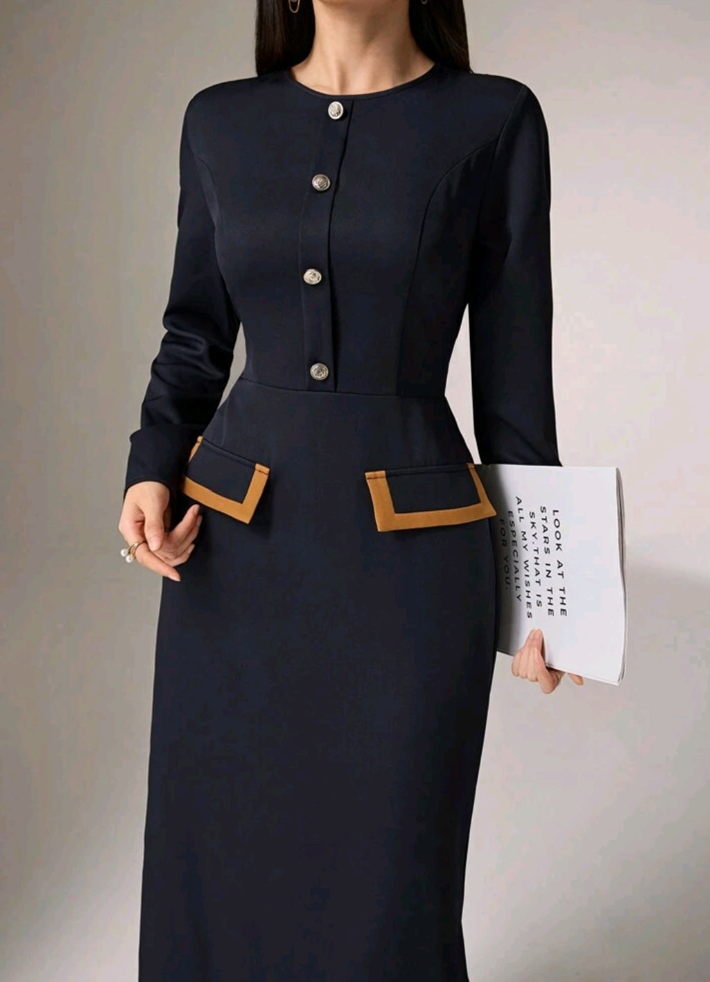 Elegant Color Blocking Cape Shirt With Extended Hem Skirt 2pcs Set 2 Pieces Set