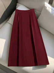 Women's Fashionable Elegant Casual Metal Button Front Fitted Skirt, Versatile For Commute And Daily Wear,