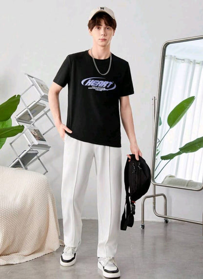 SHEIN Teen Boy Casual Tapered Pants With Pleat Design And Pockets