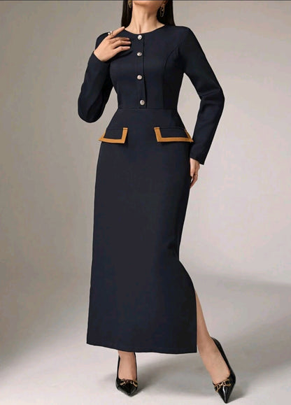 Elegant Color Blocking Cape Shirt With Extended Hem Skirt 2pcs Set 2 Pieces Set