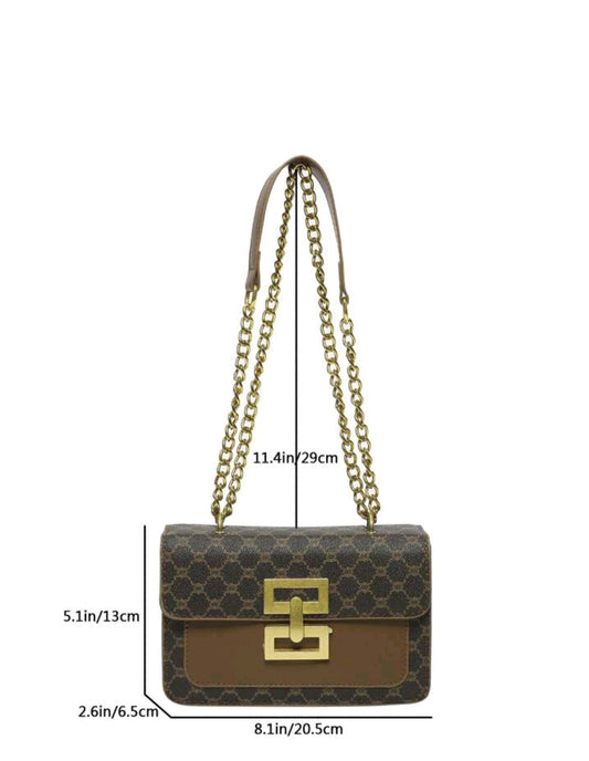 Vintage Floral Pattern Shoulder Chain Bag For Women, New Arrival Flip Design Lady Square Handbag Classic Style (Gold Metal Lock, Versatile Floral Fabric, Suitable For Beautiful And Elegant Women
