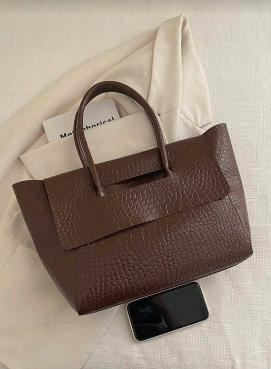 Women's Fashion New Solid Flap Handbag, High-End Large Capacity