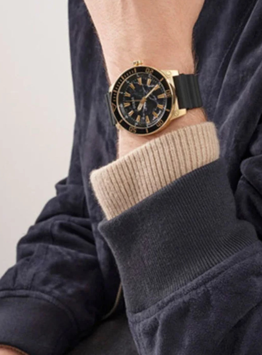 Men's Black Dial Silicone Analog Watch GW0420G2