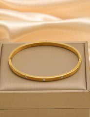 Waterproof Luxury Colorful Cubic Zirconia Bangles Stainless Steel Open Bracelet Bangle 18k Plated  121516