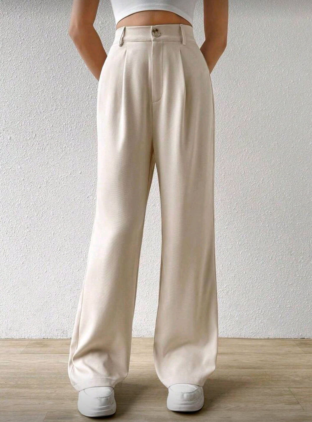 SHEIN EZwear Women's Casual Straight-Leg Pants With Waist Belt