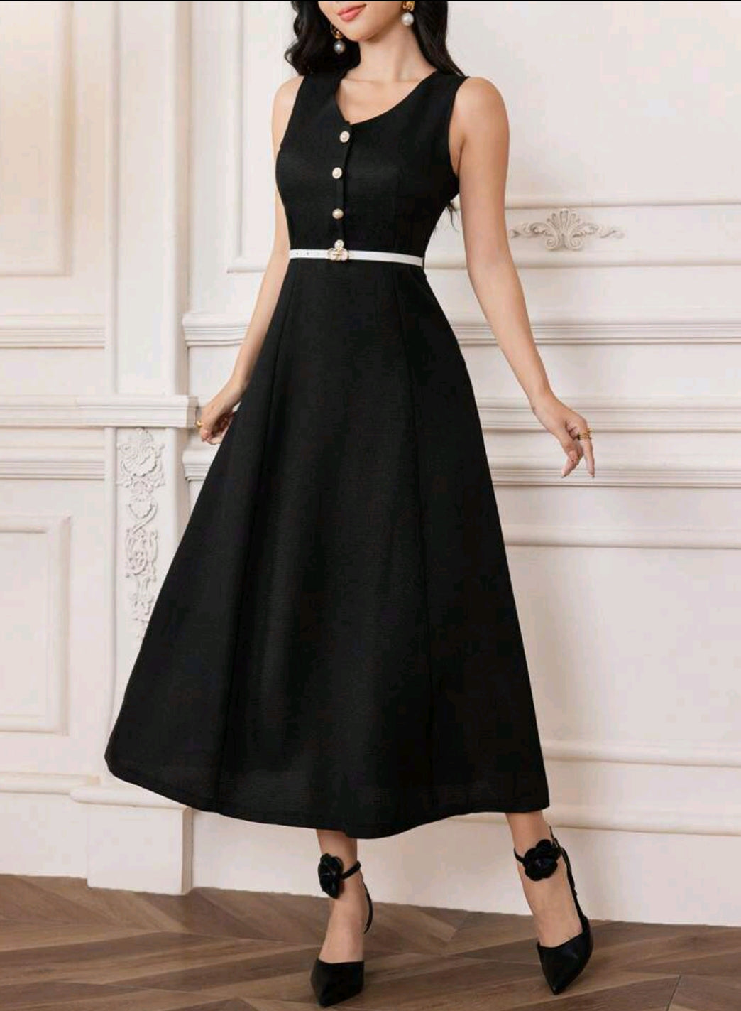 Modelyn Solid Button Front Jacket & Dress Without Belt Perfect For Business/Work/Cocktail Party/Wedding/Daily/Graduation Women Two Pieces Outfits 2 Pieces Set